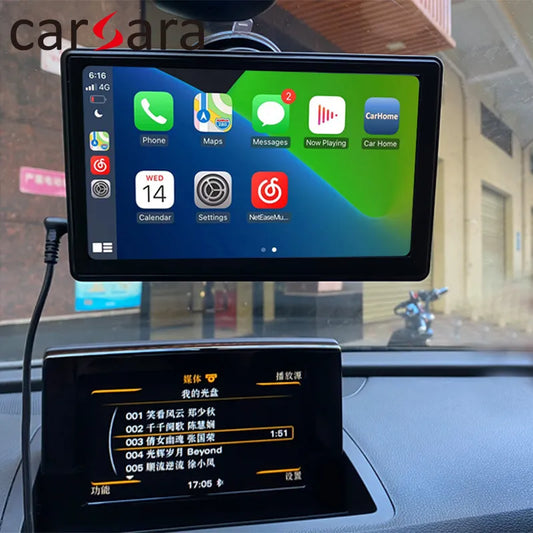 7" Car Portable Wireless Apple Carplay Adapter Touch Display Android Auto Monitor Bluetooth Navigation System Universal All Cars